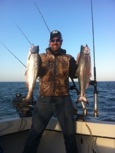 Chris with a few of the fish he caught on Lake Ontario.