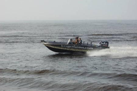 Korey on the water during the Masters Walleye Circuit Event.
