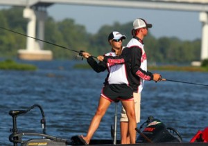 Michaela (fishing here at the BASS National Championship) attributes her love of fishing to starting at a young age.